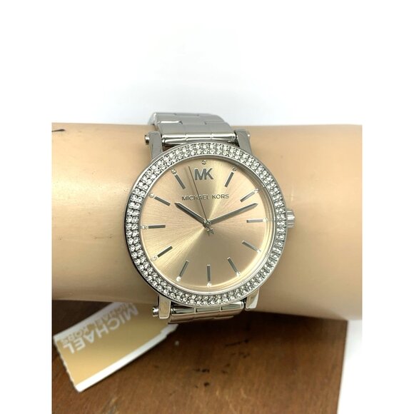 Michael Kors Women's Watch MKO-1050 Quartz Rose Dial Silver Stainless Steel 38mm - Picture 11 of 14